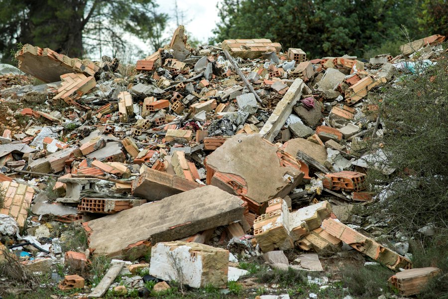 Construction debris before removal